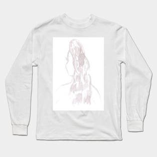 female portrait, woman, girl. Watercolor, art decoration, sketch. Illustration hand drawn modern painting Long Sleeve T-Shirt